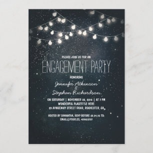 Invitación luces de cadena y fiesta de compromiso de estrella
