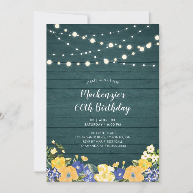 Invitación Luces de cadena y madera | Fiesta de cumpleaños de (Anverso)