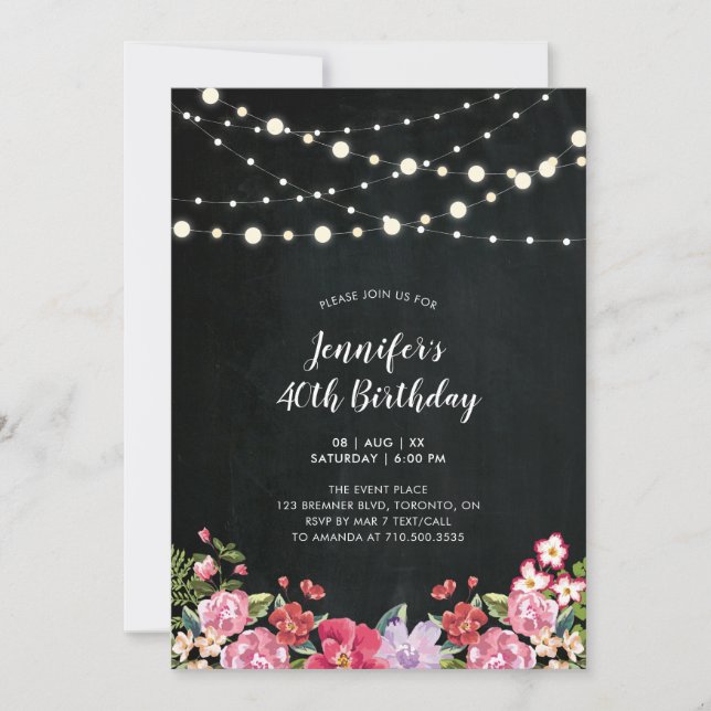 Invitación Luces de cadena y madera | Fiesta de cumpleaños de (Anverso)
