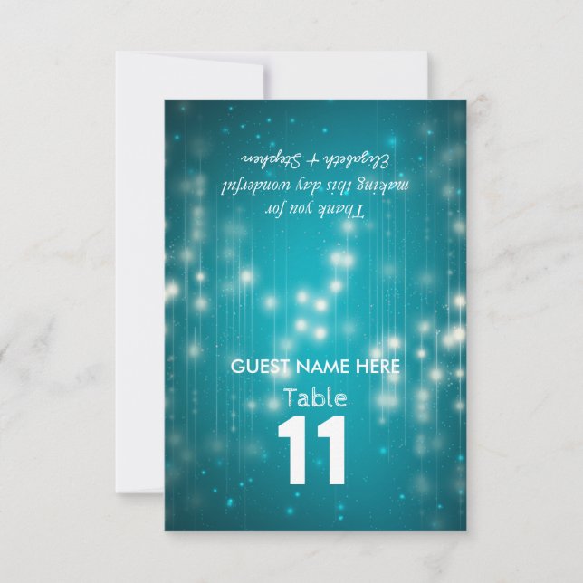 Invitación Luces de Cadenas de Asientos de Boda Número de Mes (Anverso)