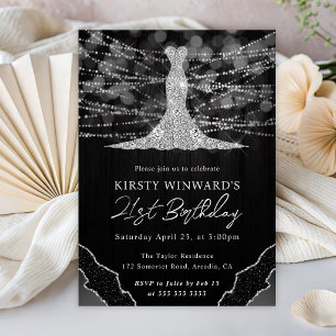Invitación Luces de Cadenas de Bokeh y Vestido de Diamante pa