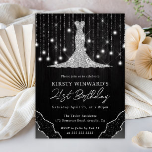 Invitación Luces de Cadenas de Bokeh y Vestido de Diamante pa