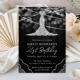 Invitación Luces de Cadenas de Bokeh y Vestido de Diamante pa