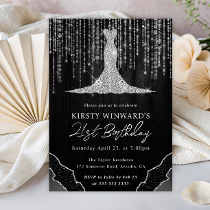 Invitación Luces de Cadenas de Bokeh y Vestido de Diamante pa