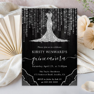 Invitación Luces de Cadenas de Bokeh y Vestido de Diamante pa