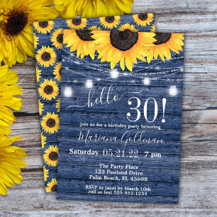Invitación Luces de Cadenas de Girasoles Fiesta de Cumpleaños