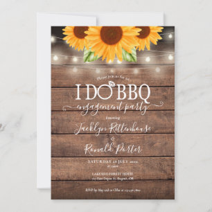 Invitación Luces de Cadenas de Girasoles Rustic I Do BBQ Comp