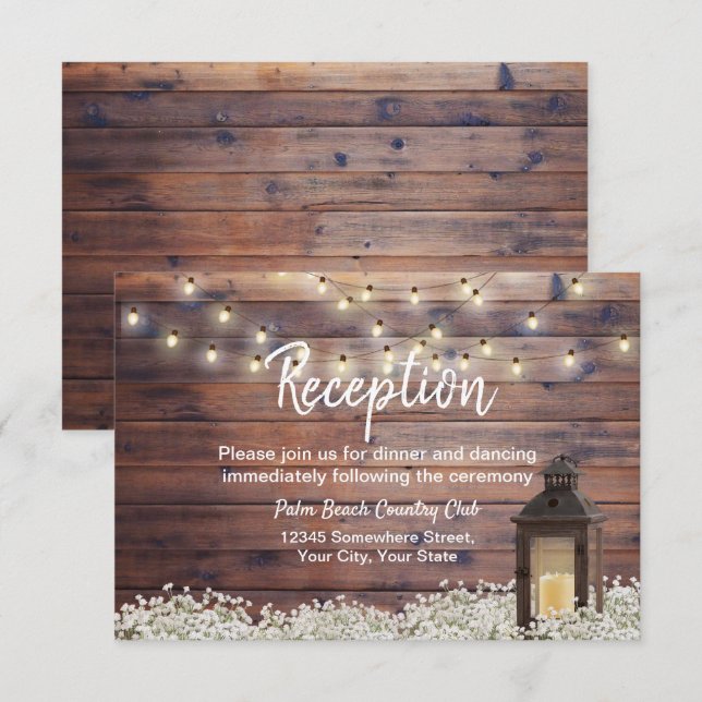 Invitación Luces de Cadenas de Linterna de Granero Rústico pa (Anverso / Reverso)