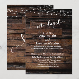 Invitación Luces de Cadenas de Madera Rústica Nos Fugamos Sol