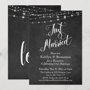 Invitación Luces de Cadenas de Pizarra Recepción de Recién Ca