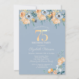 Invitación Luces de Cadenas de Rosas Azul Polvoriento Cumplea