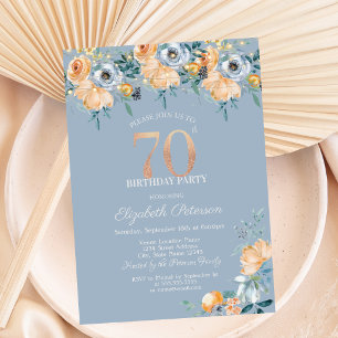 Invitación Luces de Cadenas de Rosas Azul Polvoriento Cumplea