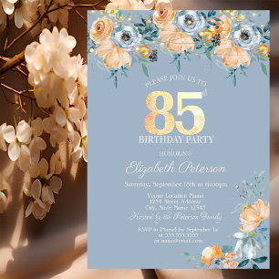 Invitación Luces de Cadenas de Rosas Azul Polvoriento Cumplea