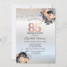 Invitación Luces de Cadenas de Rosas Naranjas Cumpleaños 85