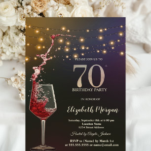 Invitación Luces de Cadenas de Vino Tinto Fiesta de Cumpleaño