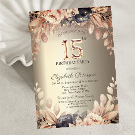 Invitación Luces de Cadenas Florales Elegantes Cumpleaños 15