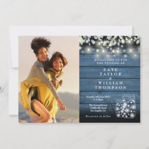 Invitación Luces de Cadenas Focos Rústicos Vegetación Boda Fo