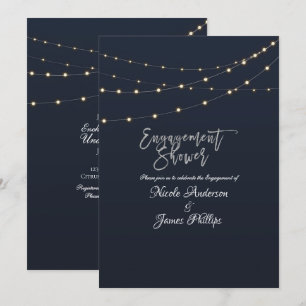 Invitación Luces de Cadenas Modernas Rústicas Compromiso Mini