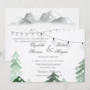 Invitación Luces de Cadenas para Bodas en Bosque de Madera