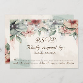 Invitación Luces de Cadenas, Pincelada, RSVP Floral