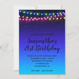 Invitación Luces de calle ombre acuáticas índigo negras y est
