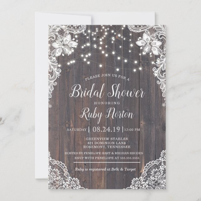 Invitación Luces de canas y cuerdas de campo Moda Ducha de no (Anverso)