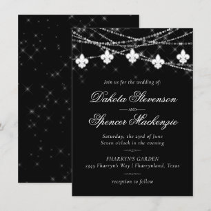 Invitación Luces de carbón vegetal de Fleur de Lis   BODA MIN