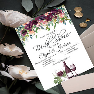 Invitación Luces de Copa de Vino Rosas Borgoña Despedida de S