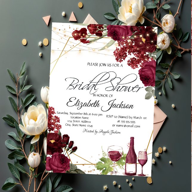 Invitación Luces de cristal de vino Rosas de ducha de novia (Subido por el creador)