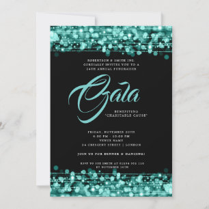 Invitación Luces de cristal Verde azulado de la bola de gala