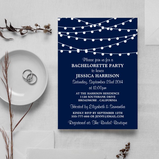 Invitación Luces de Cuerda Azules Modernas para Fiesta de Des (Subido por el creador)