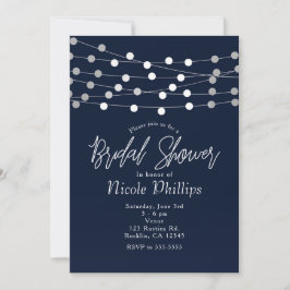 Invitación Luces de Cuerda Azules Modernas y Elegantes para D