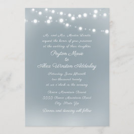 Invitación Luces de Cuerda Azules Polvorientas Blancas Bodas