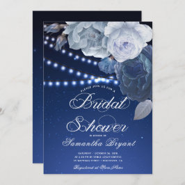 Invitación Luces de cuerda Blue Elegal Bridal Shower