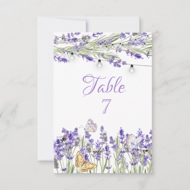 Invitación Luces de Cuerda Botánicas Mariposas Lavanda (Anverso)
