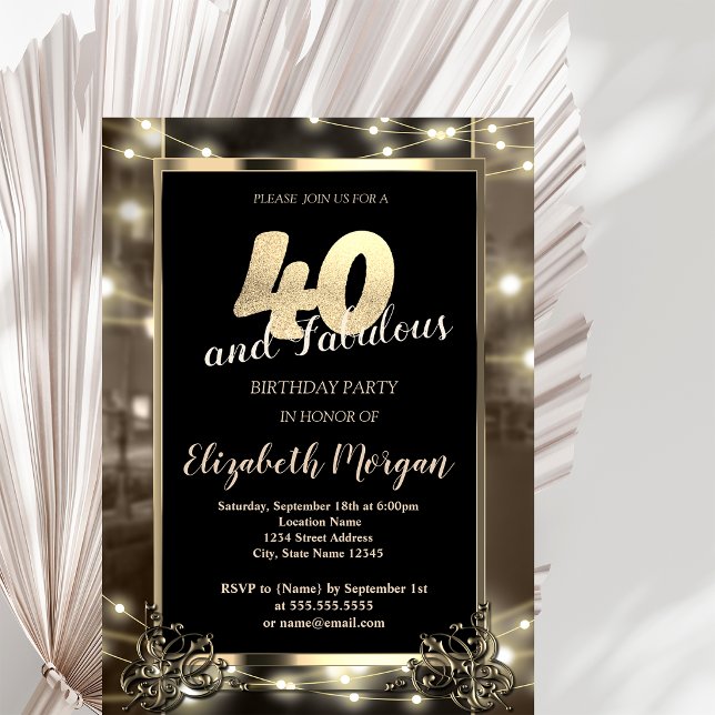 Invitación Luces de Cuerda Chic Cumpleaños 40 (Subido por el creador)