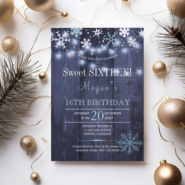 Invitación Luces de cuerda copos de nieve moda invierno dulce (Subido por el creador)