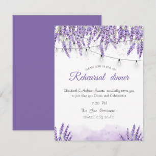 Invitación Luces de Cuerda de Aquarela Lavanda Cena de Ensayo