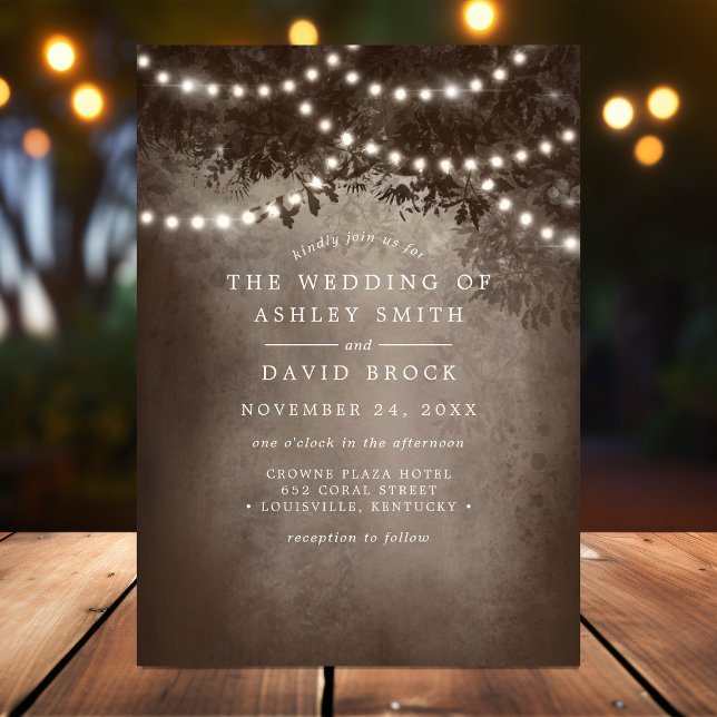 Invitación Luces de Cuerda de Árbol de Bosque Rústico Bodas M (Subido por el creador)