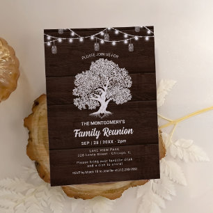 Invitación Luces de Cuerda de Árbol de Familia Rústico para R
