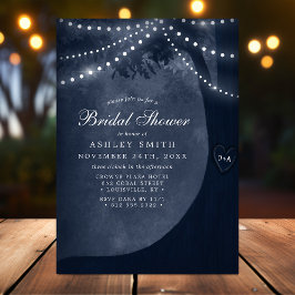 Invitación Luces de Cuerda de Árbol Rústico Azul Marino para
