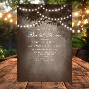 Invitación Luces de Cuerda de Árbol Rústico Marrón para Despe