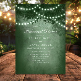 Invitación Luces de Cuerda de Árbol Rústico Verde Cena de Ens