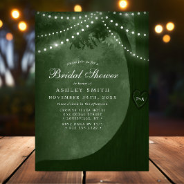 Invitación Luces de Cuerda de Árbol Rústico Verde Despedida d