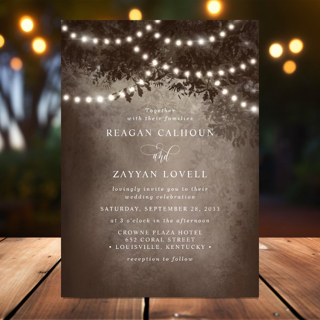 Invitación Luces de Cuerda de Árbol Soñadoras Rústicas Marron (Subido por el creador)