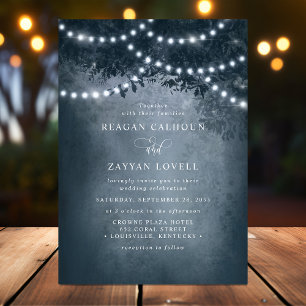 Invitación Luces de Cuerda de Árbol Soñadoras Rústicas para B