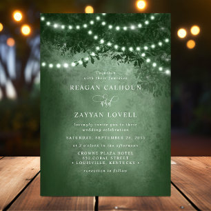 Invitación Luces de Cuerda de Árbol Soñadoras Rústicas Verdes