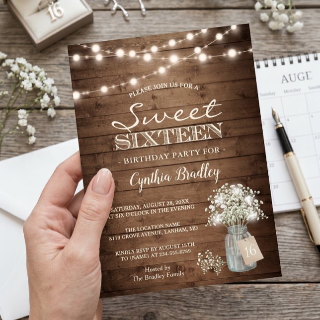 Invitación Luces de Cuerda de Bebé's Breath para Dulces Dieci (Subido por el creador)