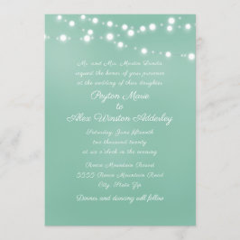 Invitación Luces de Cuerda de Bodas en Script Neo Mint Verde