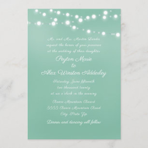 Invitación Luces de Cuerda de Bodas en Script Neo Mint Verde